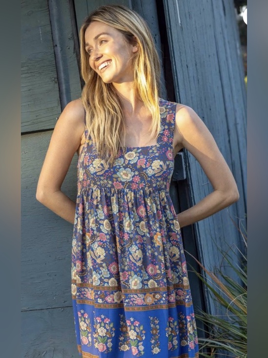 NATURAL LIFE Dresses & Skirts - NWOT Natural Life Tricia Mini Dress "Blue Yellow Roses" Medium